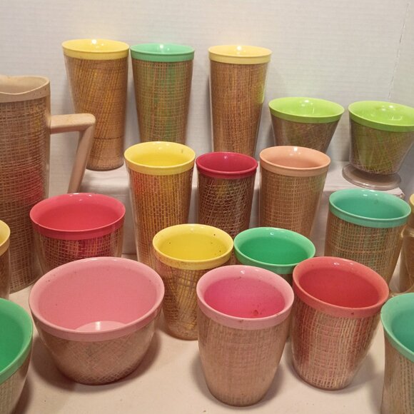 Assorted Lot MCM Raffia/Burlap Melmac Thermal Wear 21 Pieces Varied - Picture 6 of 11